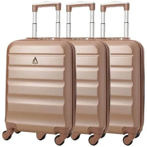 Aerolite (55x35x20cm) Lightweight Hard Shell Cabin Hand Luggage (x3 Set), Approved For Ryanair (Priority), easyJet (Flexi/Plus/Large Cabin)