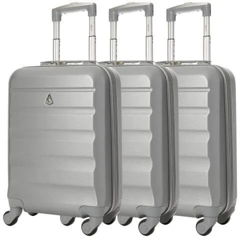 Aerolite (55x35x20cm) Lightweight Hard Shell Cabin Hand Luggage (x3 Set), Approved For Ryanair (Priority), easyJet (Flexi/Plus/Large Cabin)