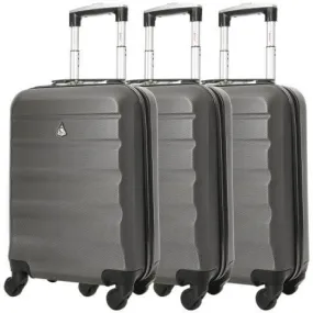 Aerolite (55x35x20cm) Lightweight Hard Shell Cabin Hand Luggage (x3 Set), Approved For Ryanair (Priority), easyJet (Flexi/Plus/Large Cabin)