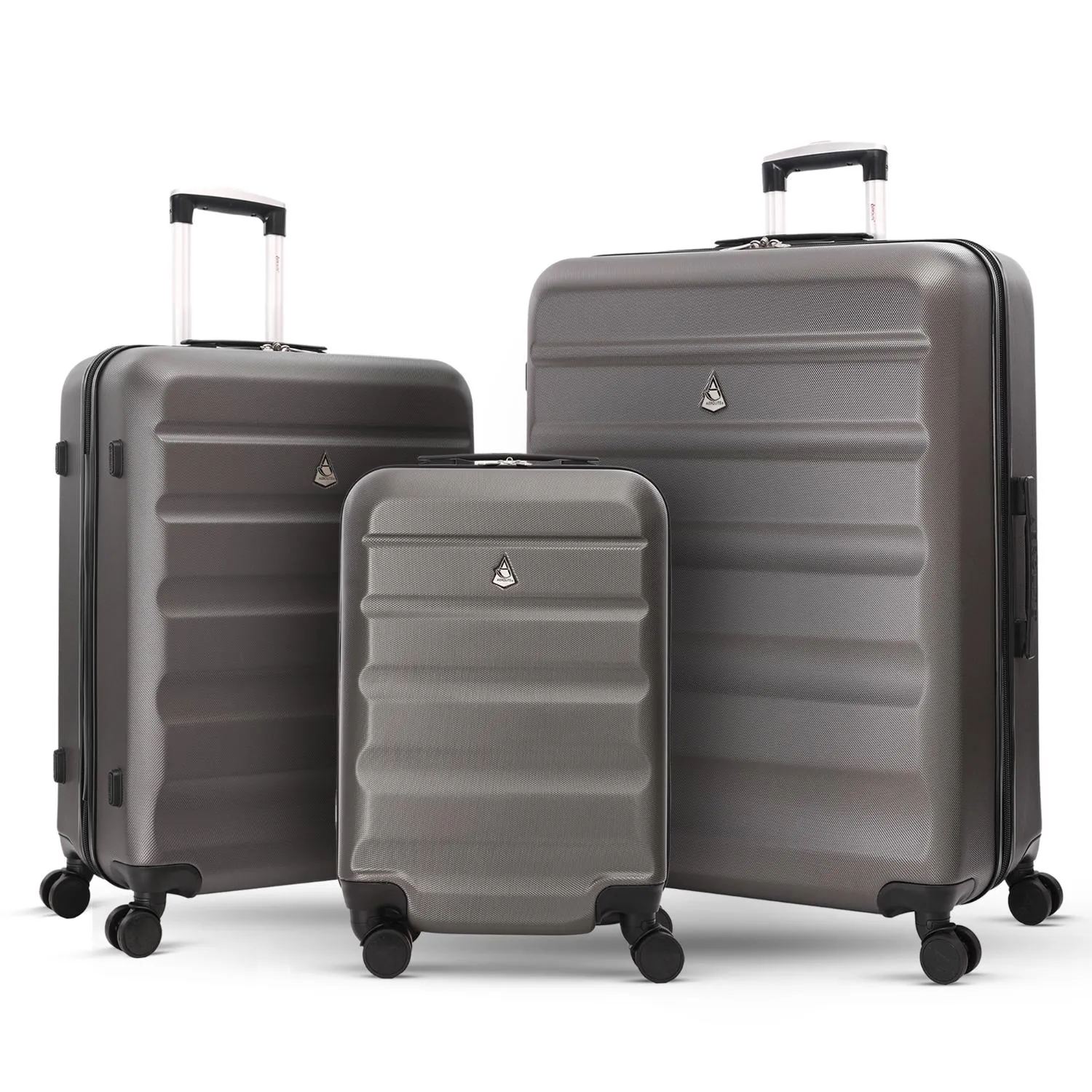 Aerolite Lightweight Hard Shell Suitcase Luggage Set with 4 Spinner Wheels (Cabin, Medium & Large)