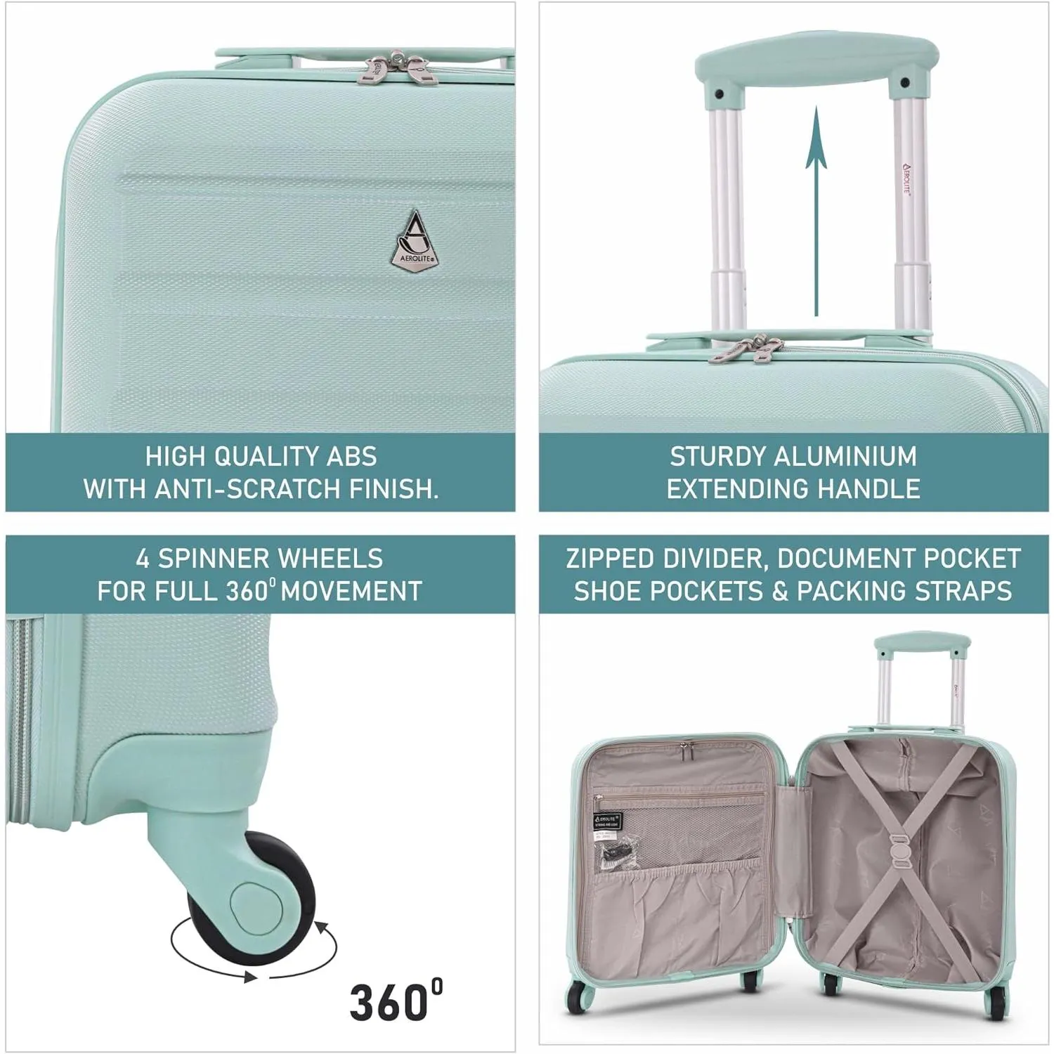 Aerolite Set of 3 Hard Shell Lightweight Suitcase Complete Luggage Set (Cabin 18"   Medium 25"  Large 29")