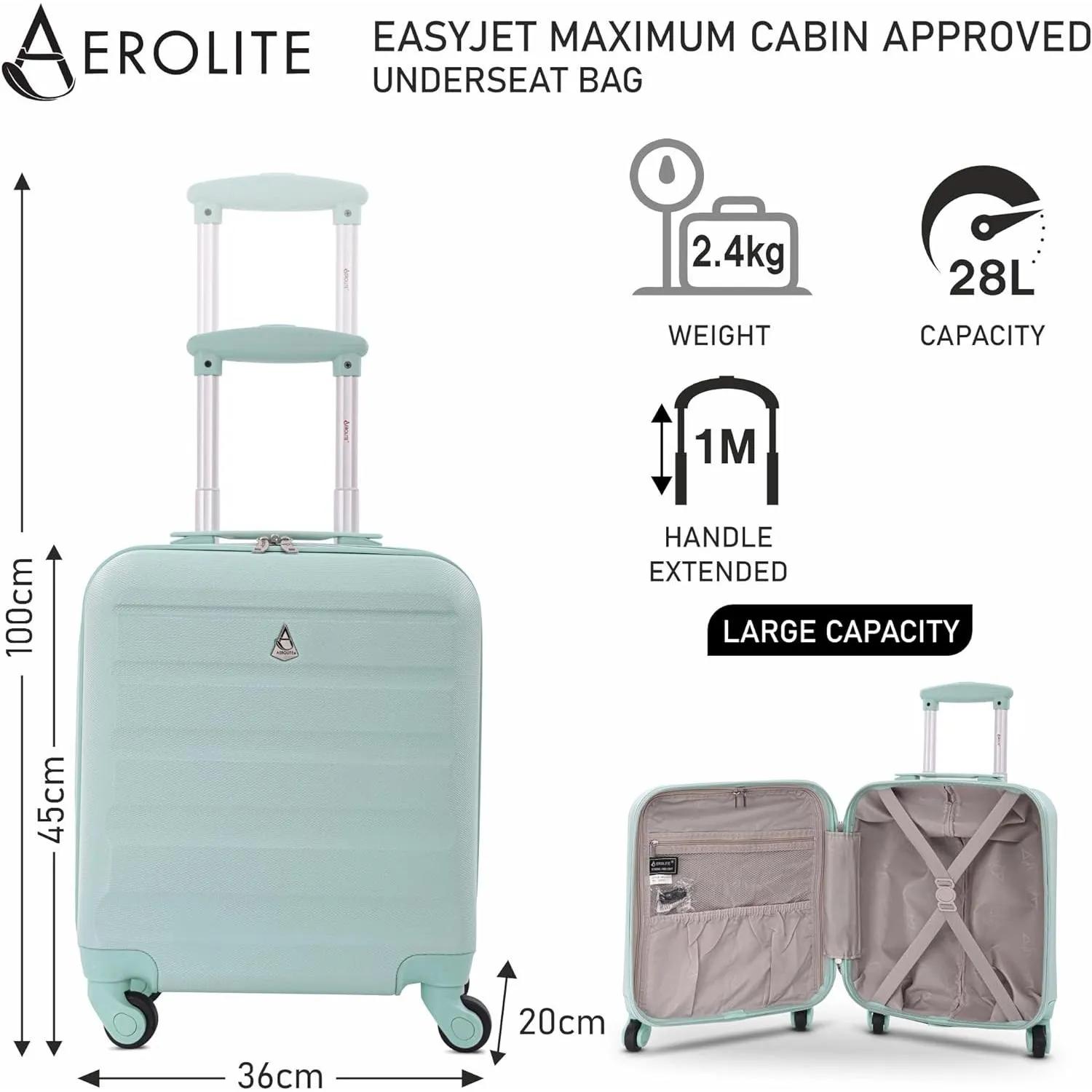 Aerolite Set of 3 Hard Shell Lightweight Suitcase Complete Luggage Set (Cabin 18"   Medium 25"  Large 29")