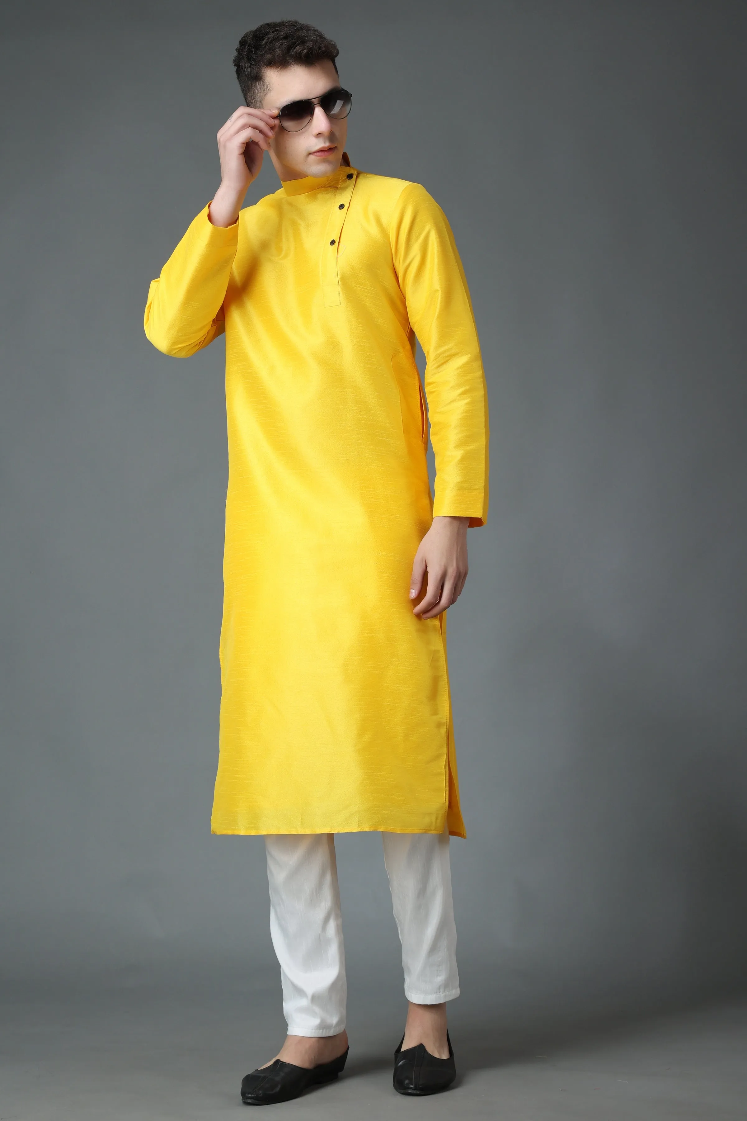 Amber Yellow Silk Kurta