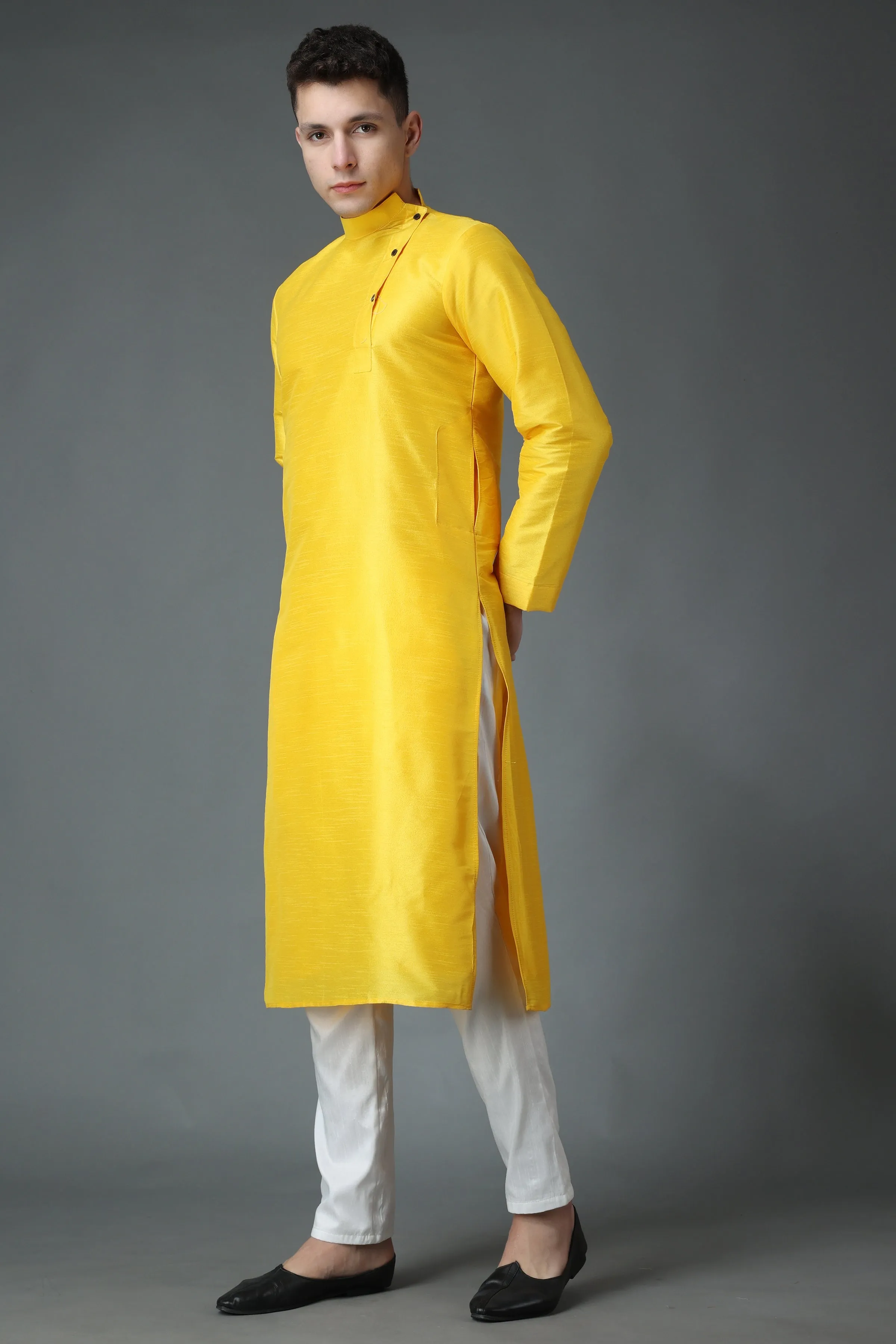 Amber Yellow Silk Kurta