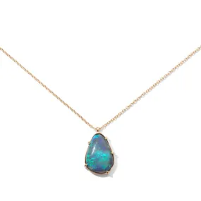 Asymmetric Necklace, Blue Black Opal, 9kt Yellow Gold