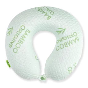 Bamboo Memory Foam Travel Neck Pillow - White