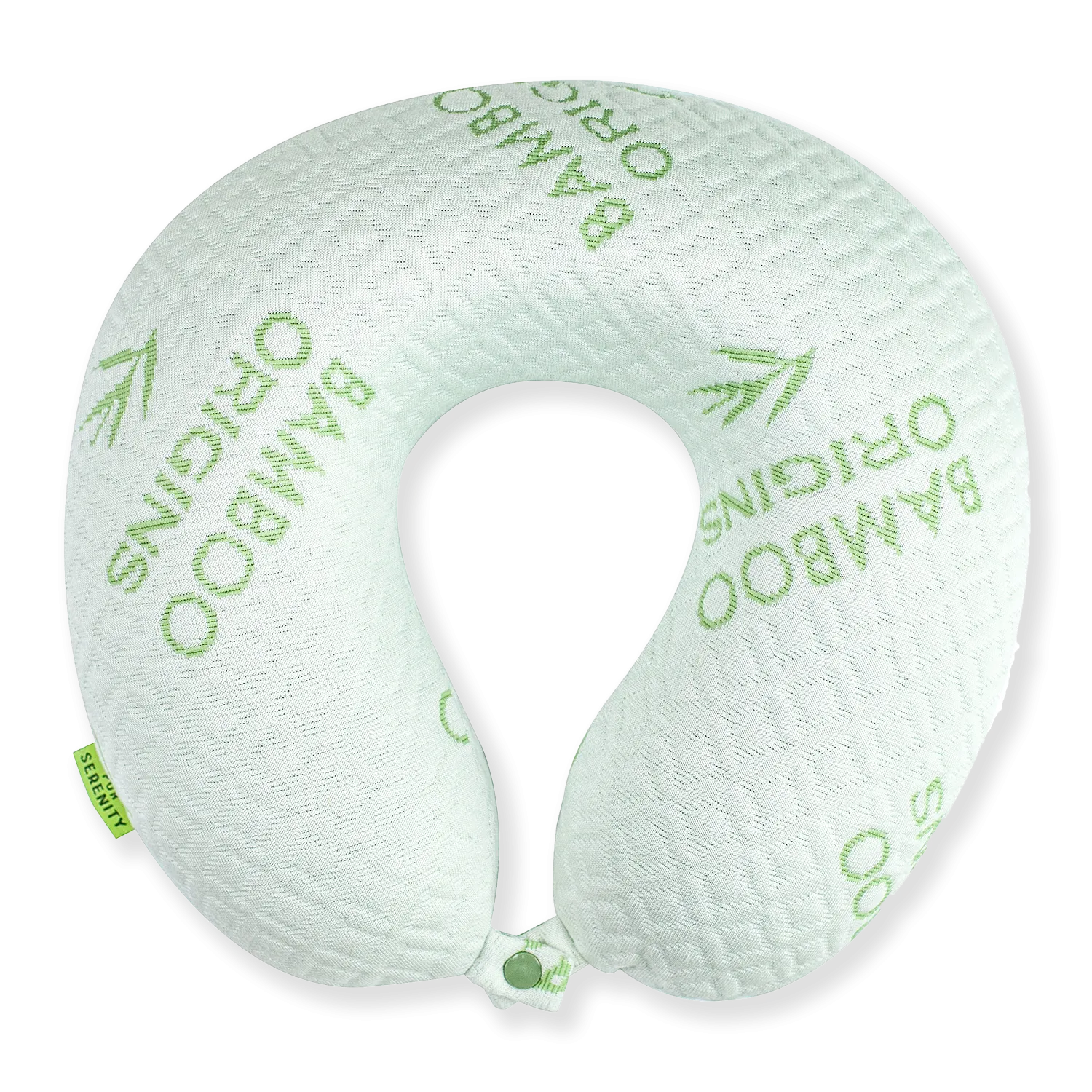 Bamboo Memory Foam Travel Neck Pillow - White