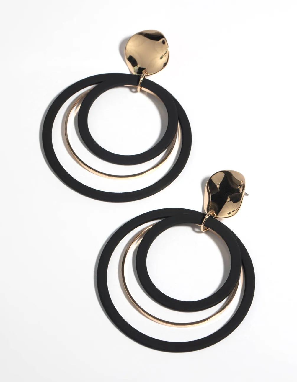 Black Loop Drop Earrings