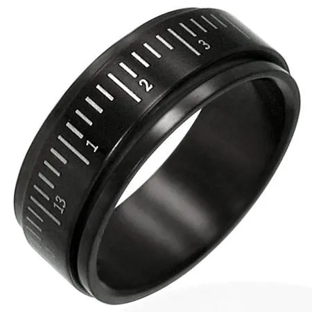 Black Ruler Stainless Steel Spinner Ring / STC013