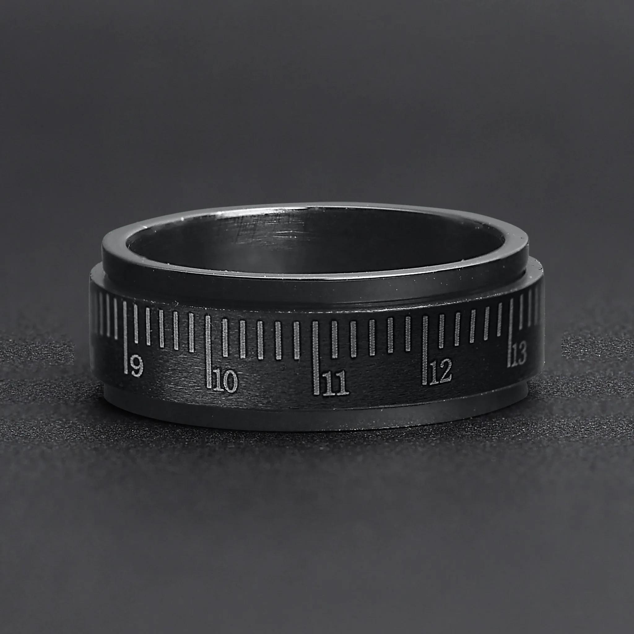 Black Ruler Stainless Steel Spinner Ring / STC013