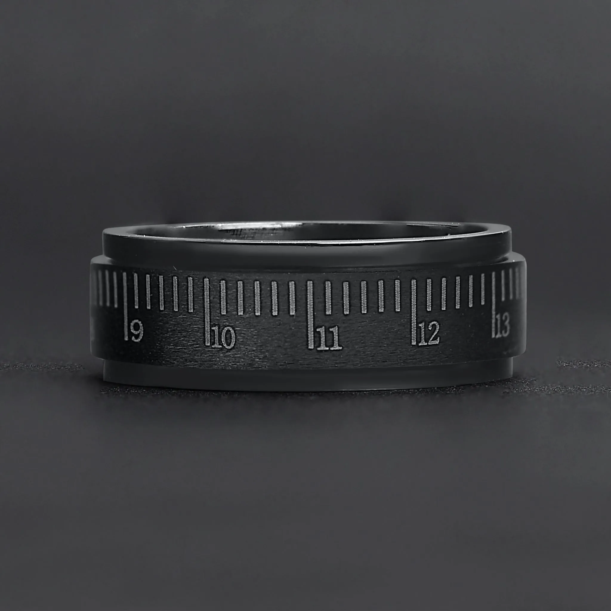 Black Ruler Stainless Steel Spinner Ring / STC013