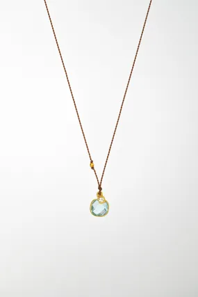 Blue Topaz   Diamond Necklace