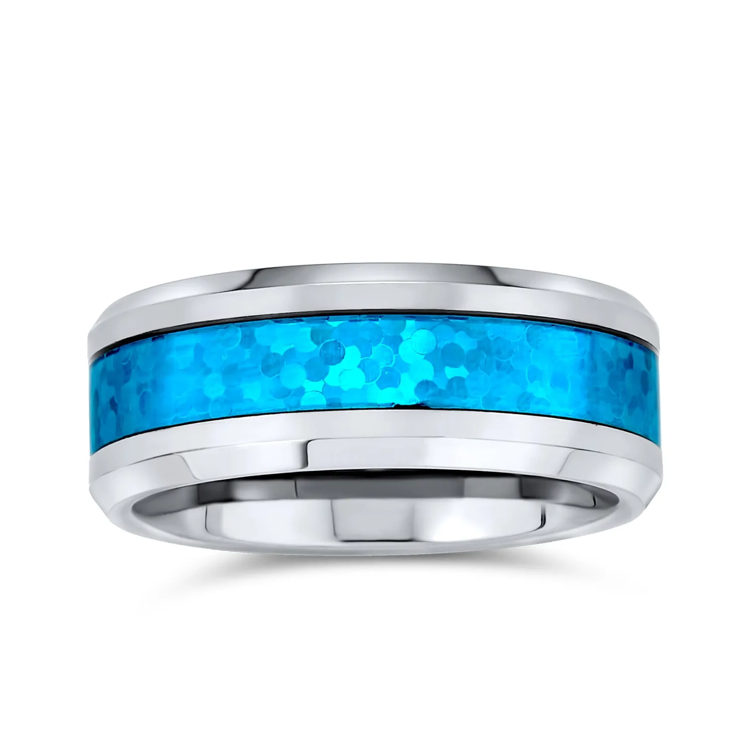 Blue Turquoise Couple Wedding Band Titanium Ring For Men 8MM