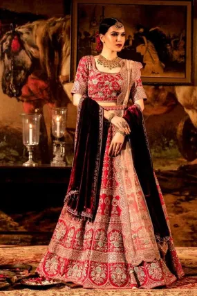 Bright red Lehenga set.