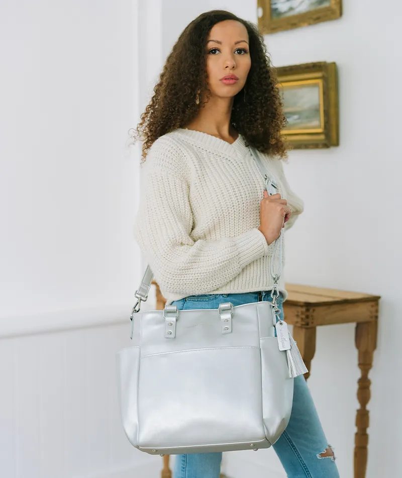 Carina Tote Bag - Silver Metallic - [OUTLET FINAL SALE]