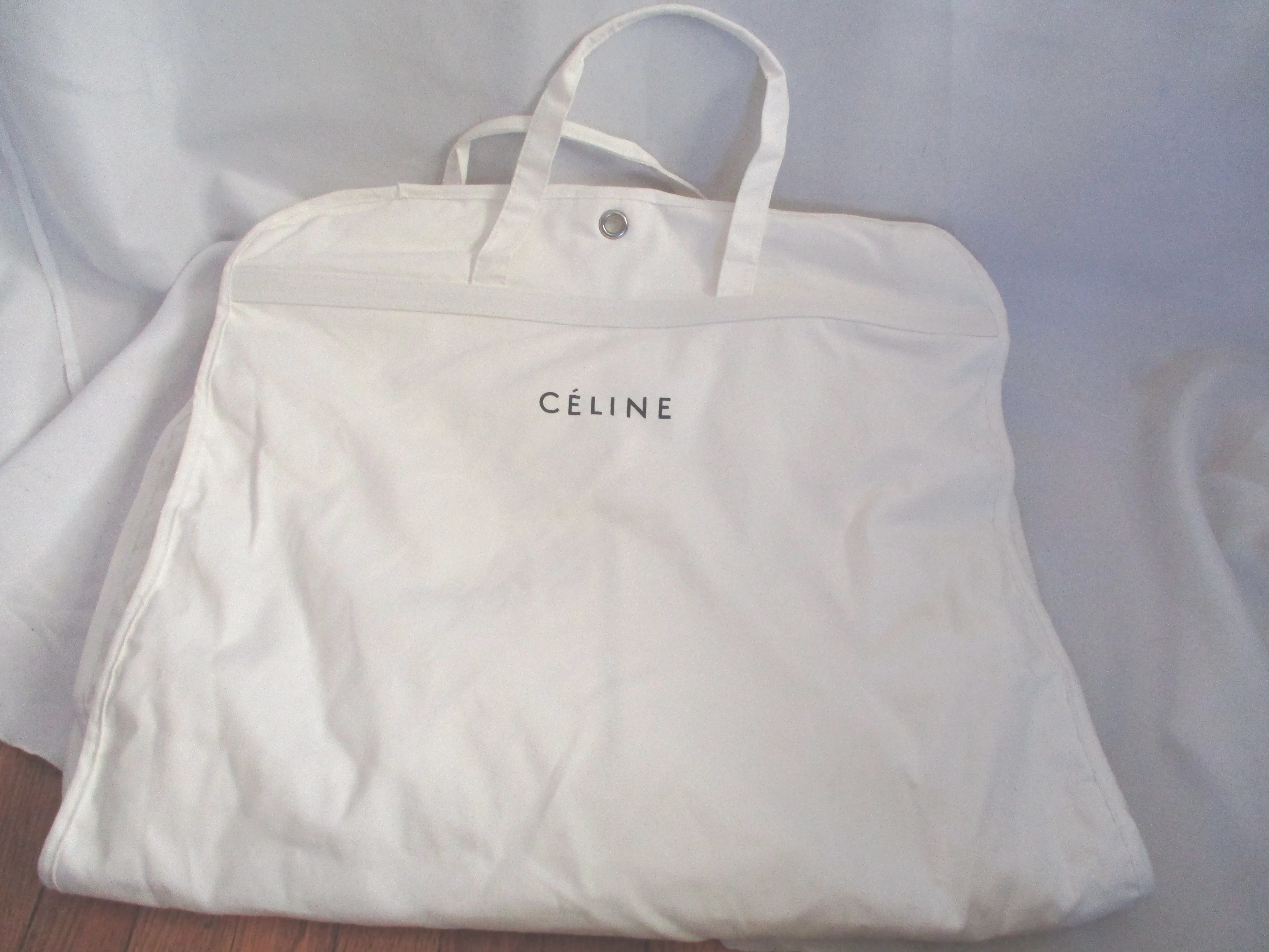 CELINE Zip Folding Garment Bag Cloth TRAVEL ORGANIZER CREME WHITE 46 x 24"