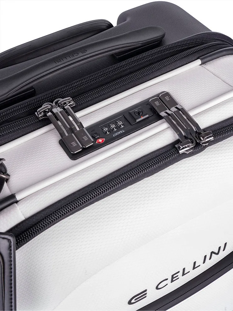 White Cellini Pro X2 Carry-On Pullman with Oversized Fastline Wheels – Premium 2-Wheeled Luggage