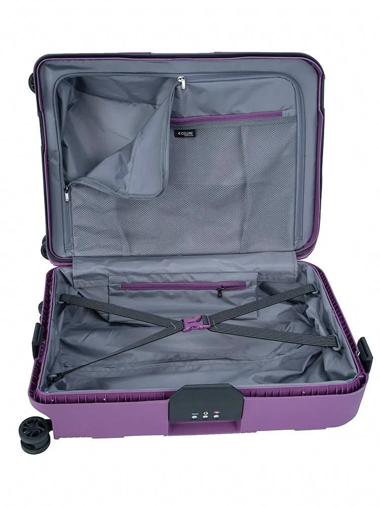 Cellini Safetech 4 Wheel Carry On Trolley | Plum