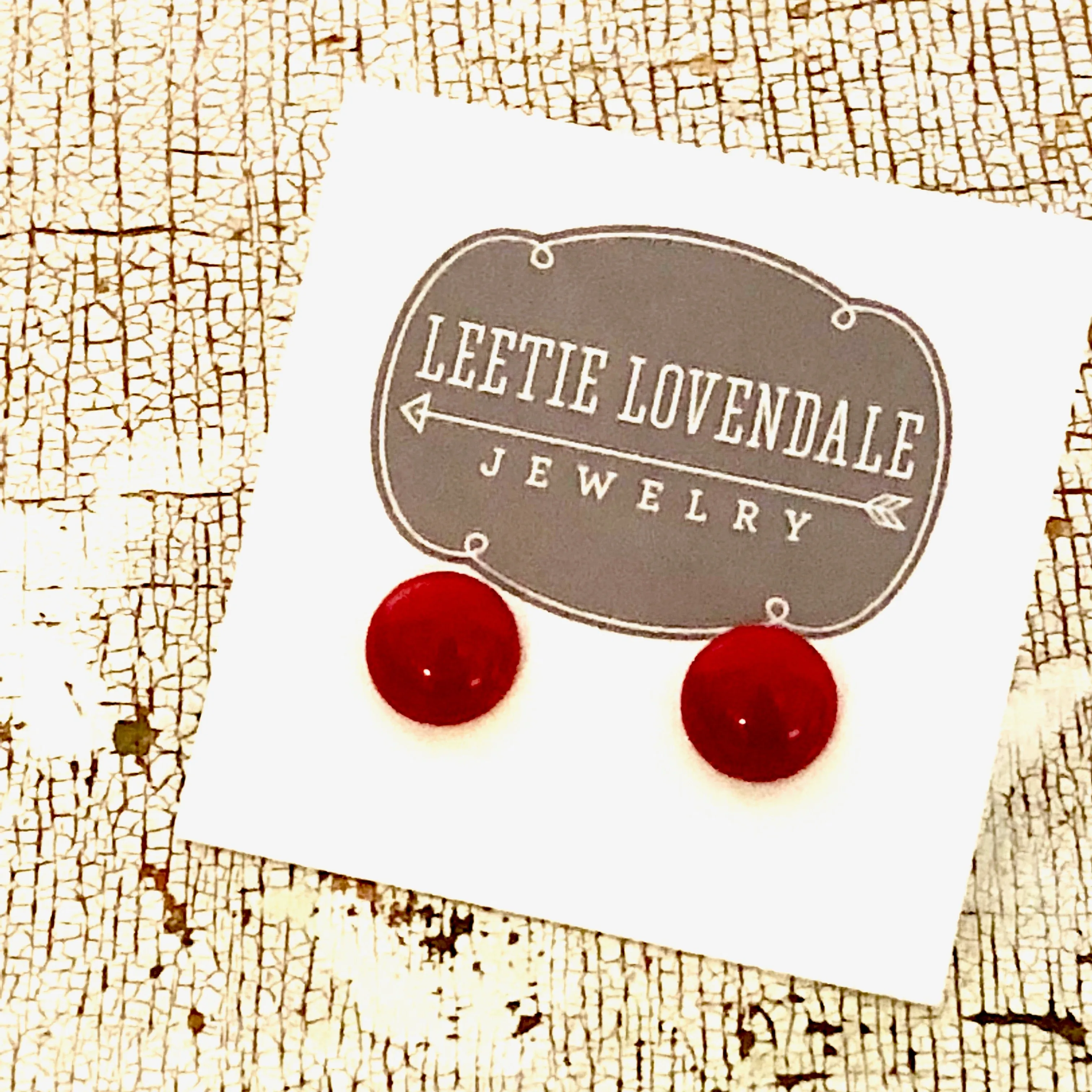 Cherry Red Small Retro Button Stud Earrings