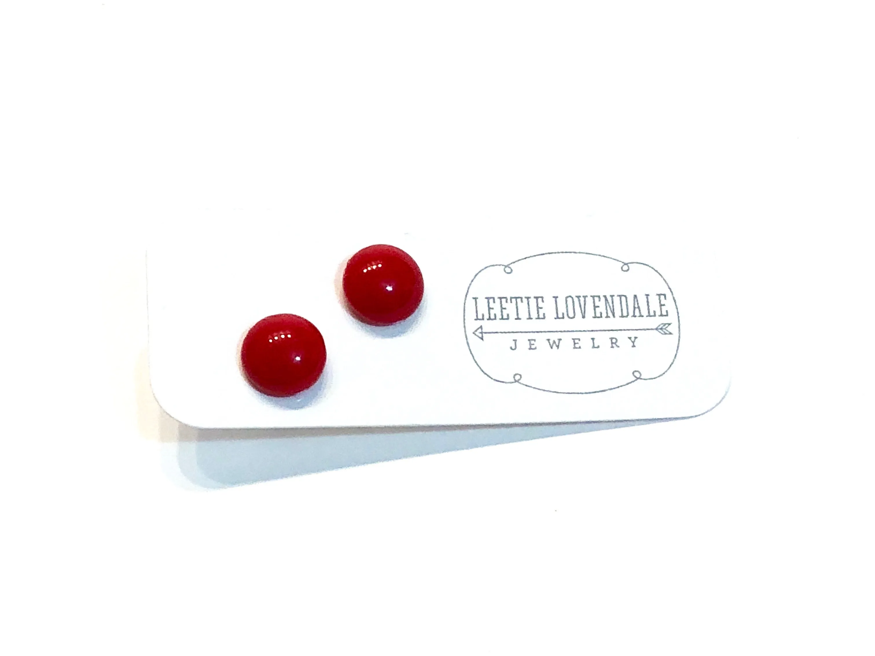 Cherry Red Small Retro Button Stud Earrings