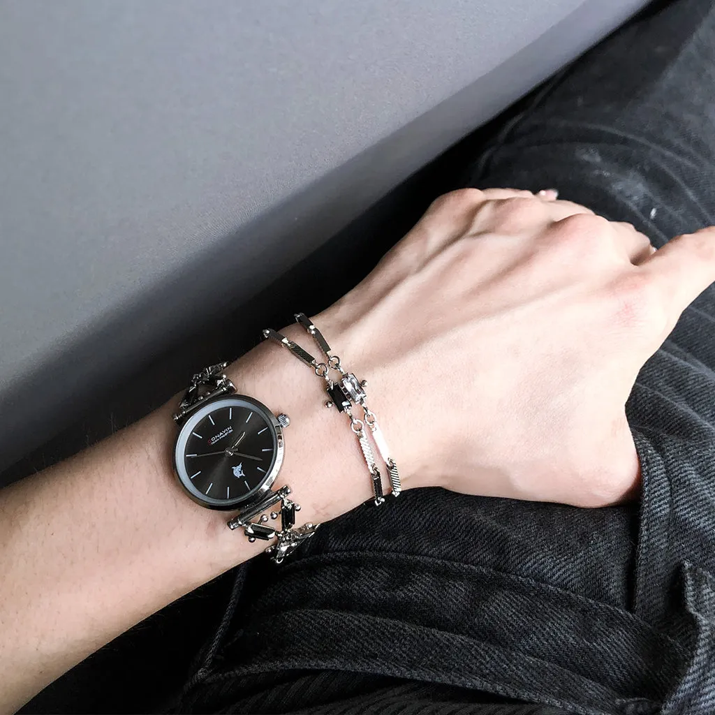 Classic Pilot Bracelet [Black/White gems]