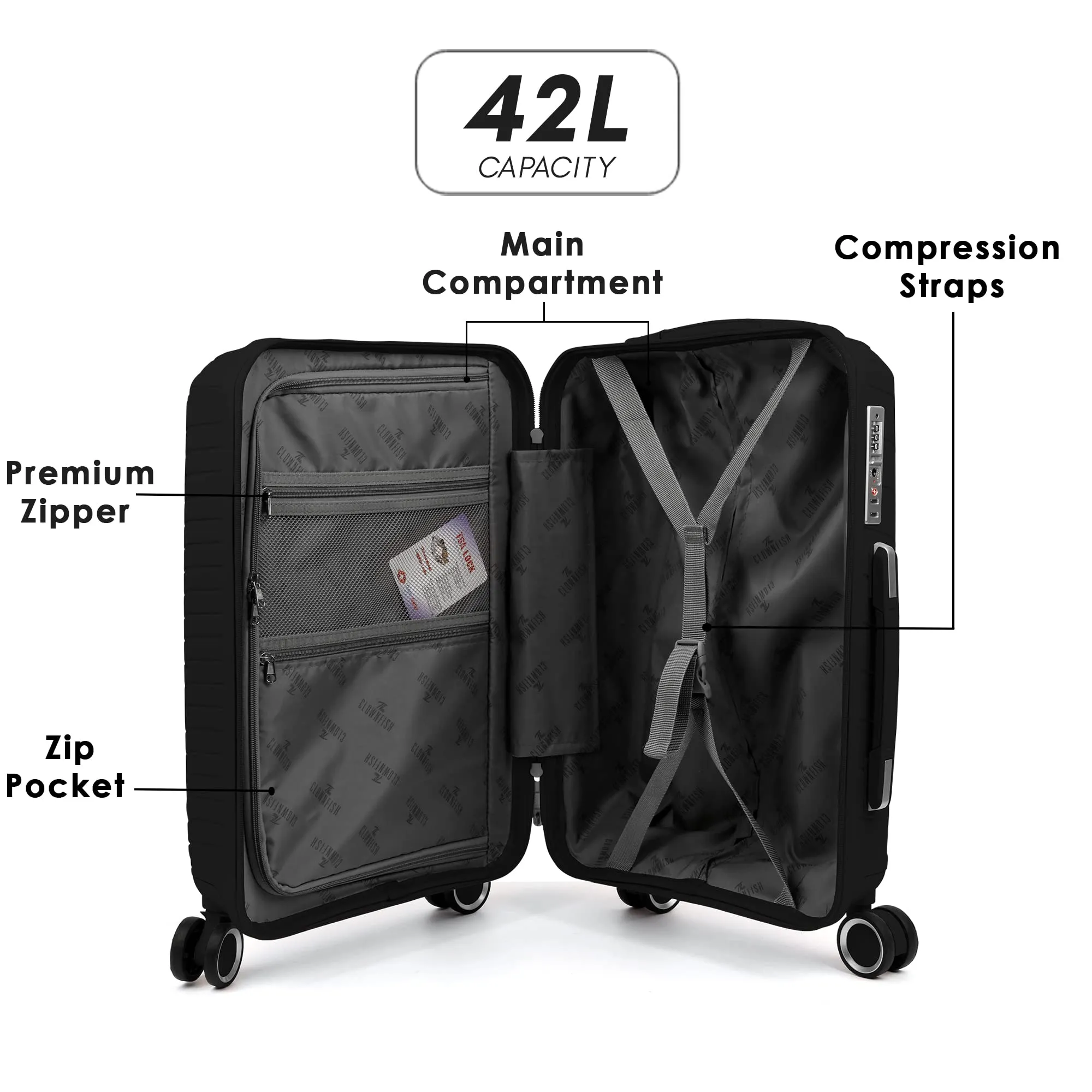 Denzel Series Set of 2 Trolley bags Black (Small, Medium)