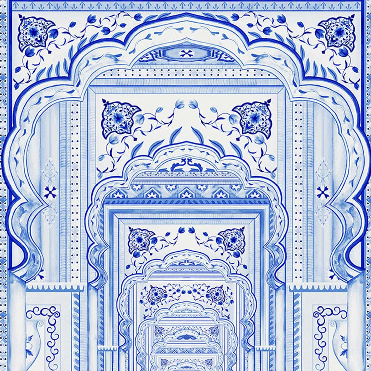 Dilli Darbar, Wallpaper in Suneherii Collection, Indigo Blue, Customised