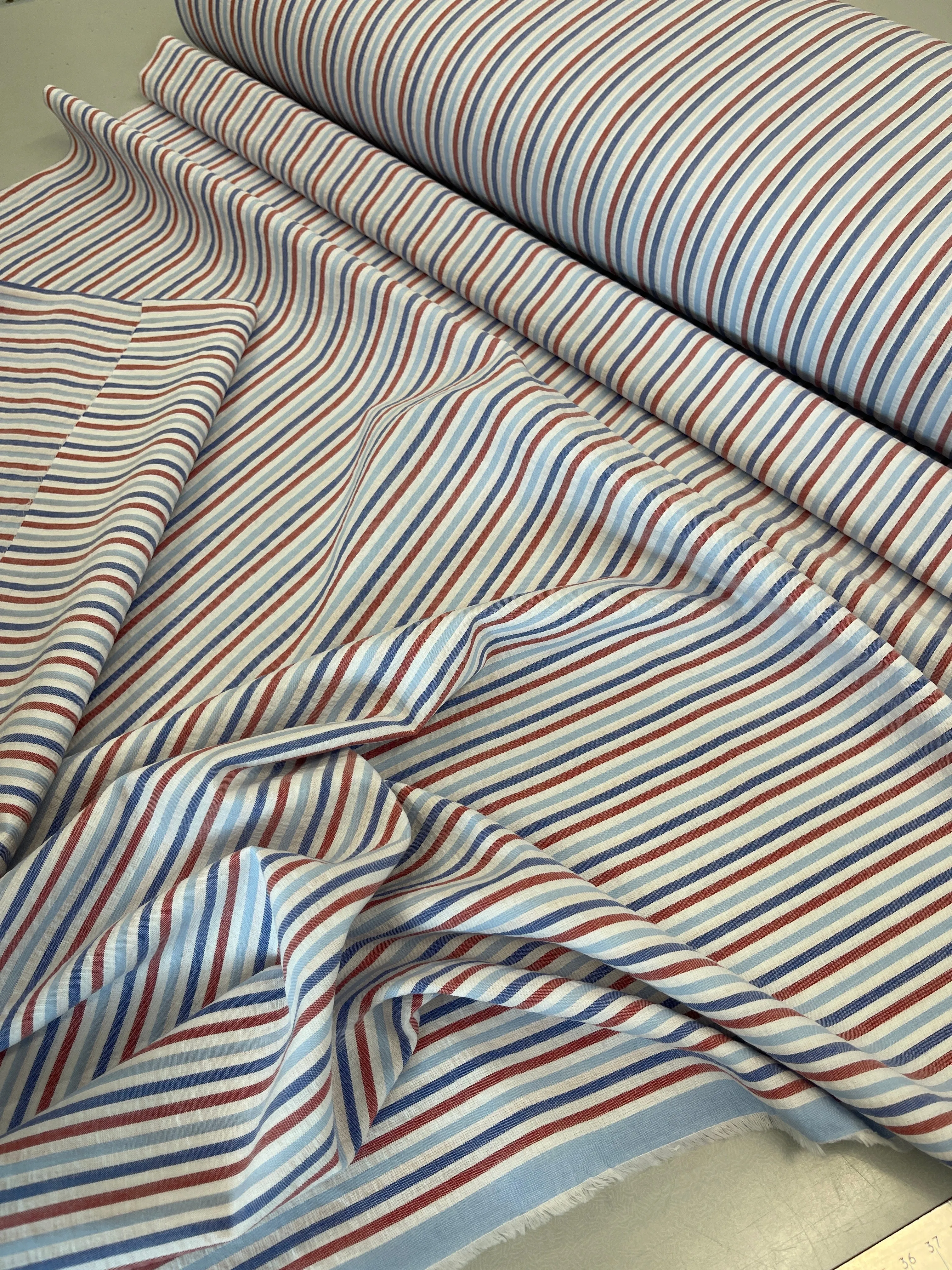 Dressmaking Cotton Seersucker Stripe - Red, White and Blue