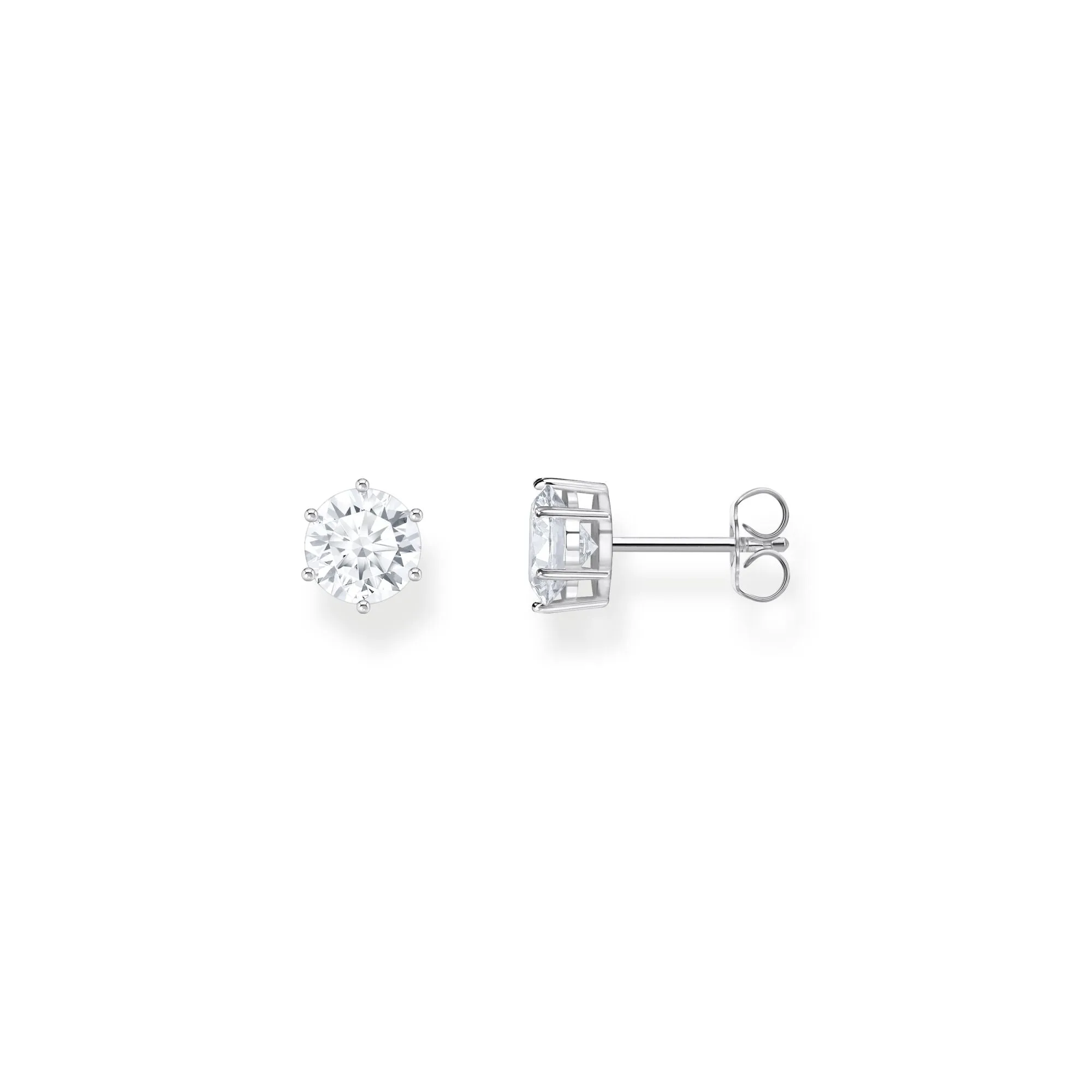 Ear studs with big, white zirconia