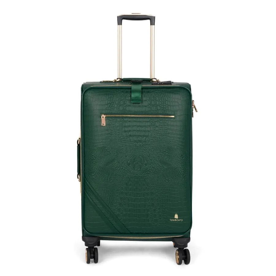 Emerald Green Apollo 2 Faux Crocodile Skin 2 Piece Suitcases