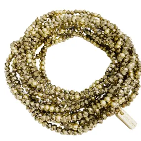 Erin Gray Disco Bracelet Stack in Golden Pyrite