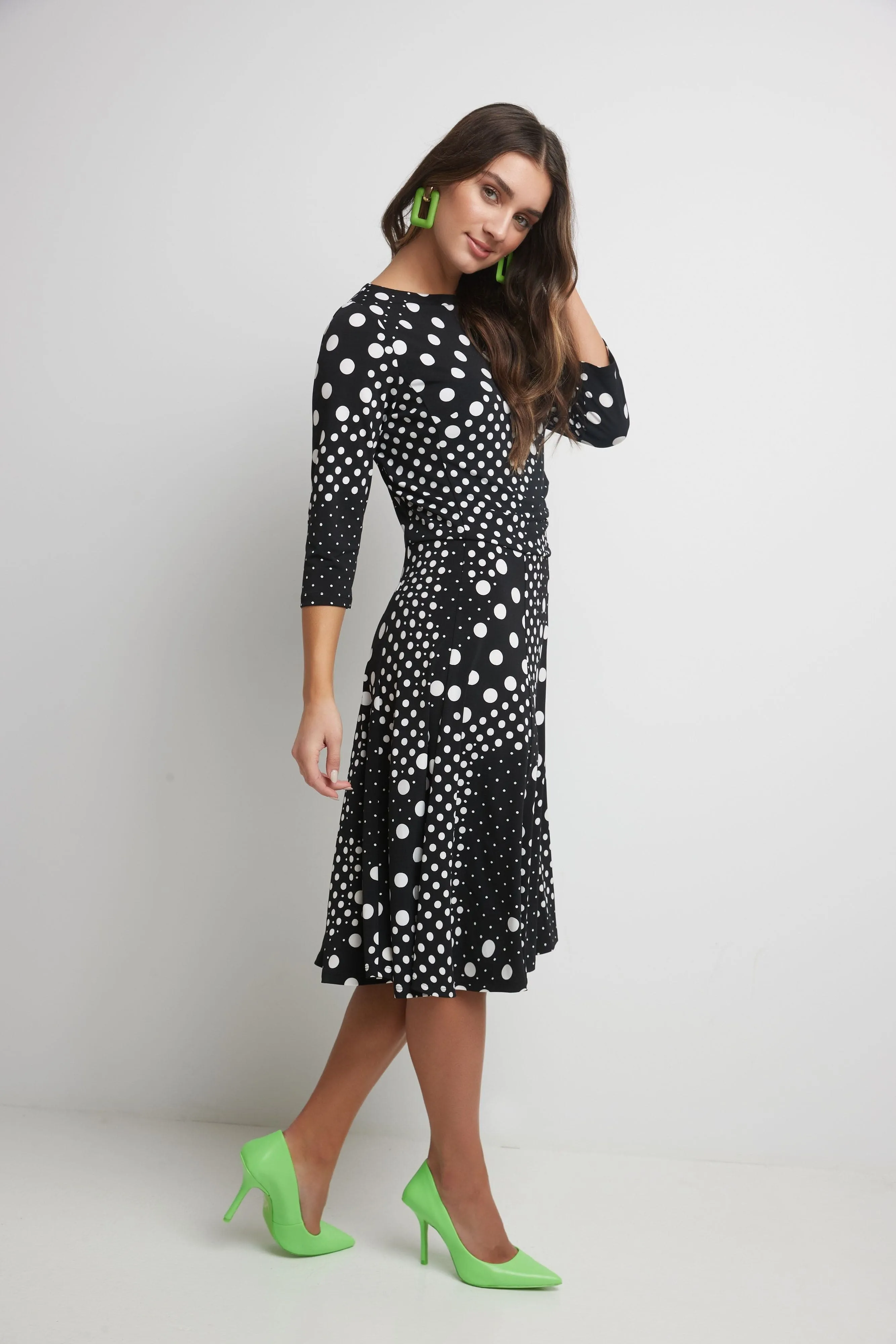 Flared Business Dress with 3/4 Sleeves