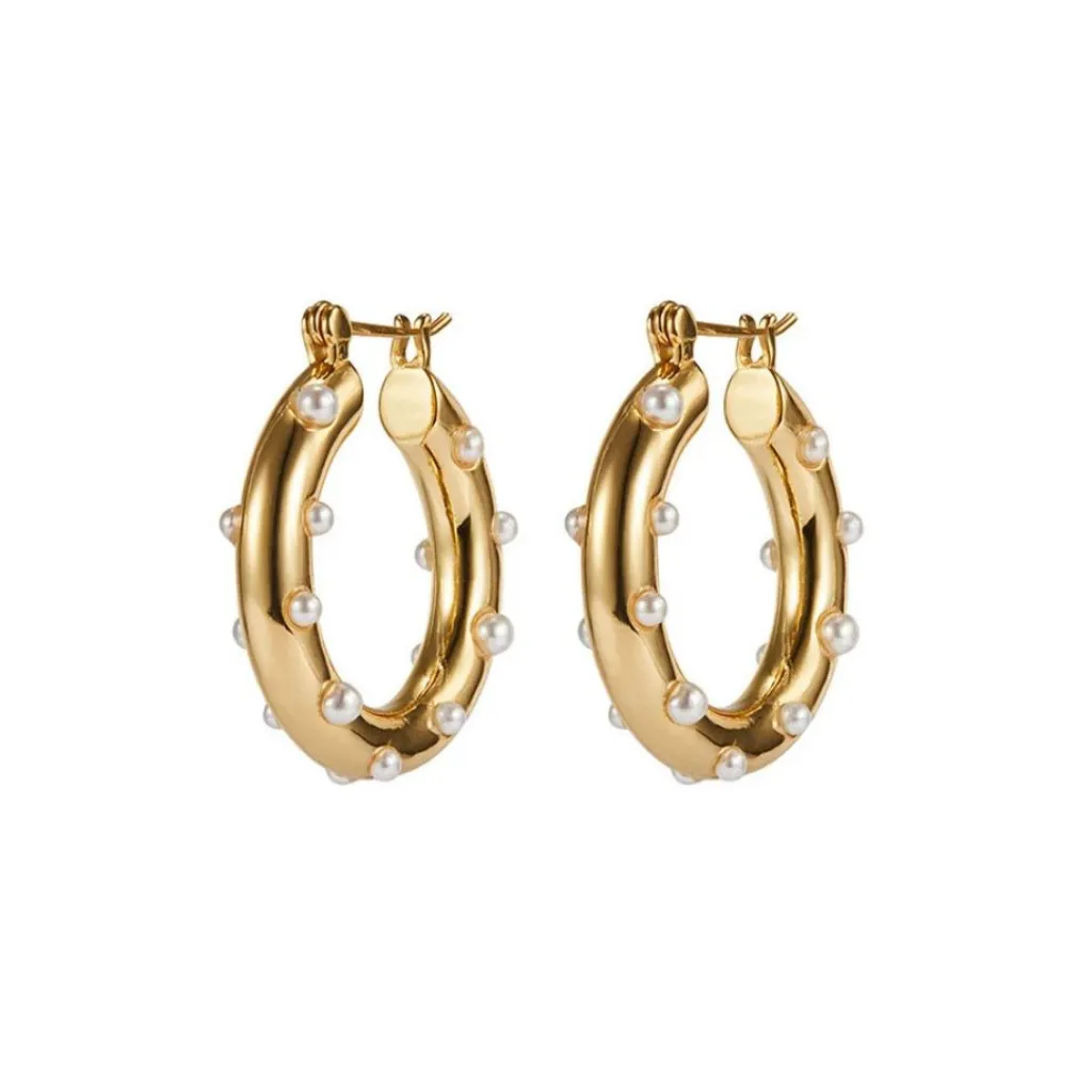 Gold Pearl Dot Earring