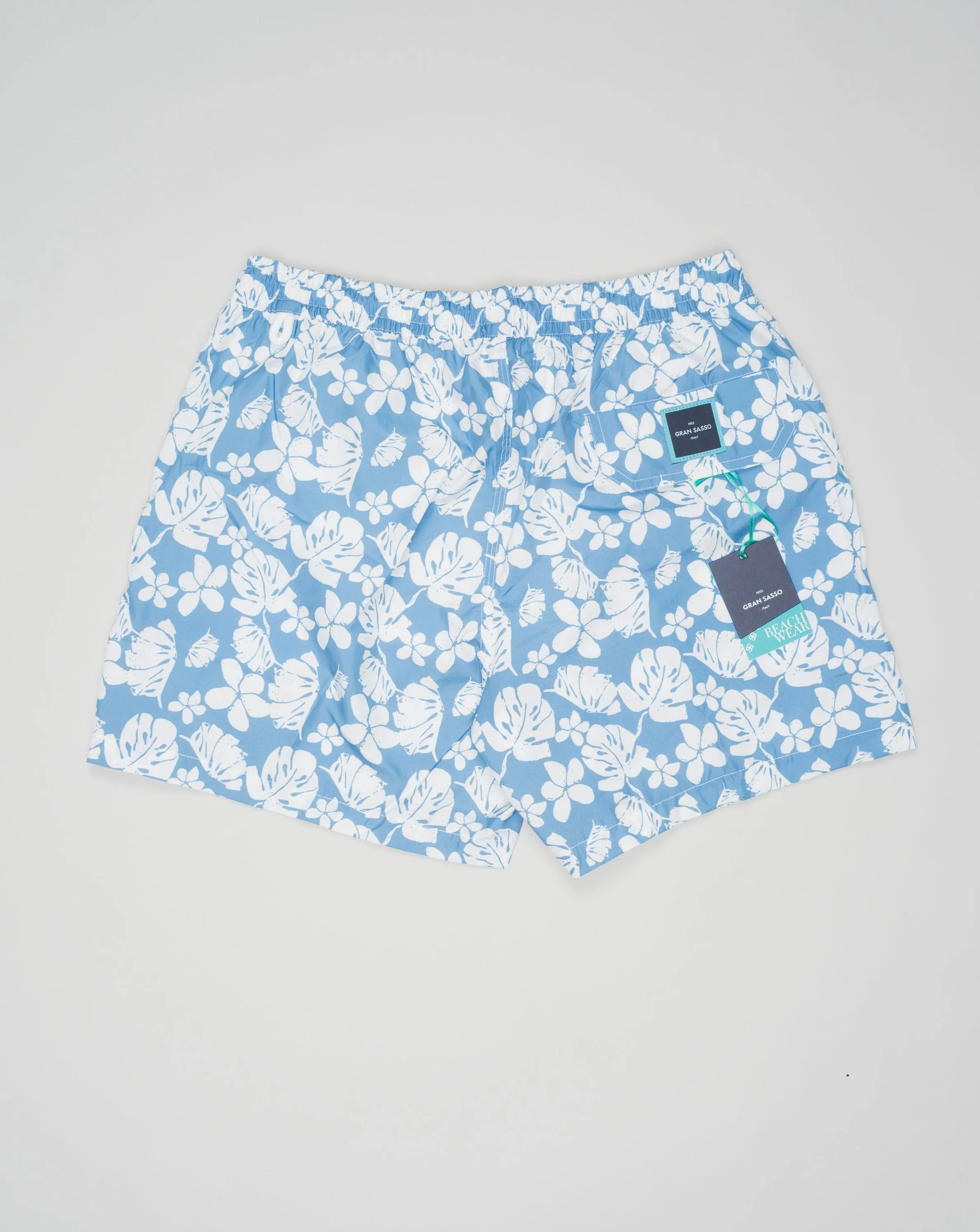 Gran Sasso Leafs Swim Trunks / Light Blue