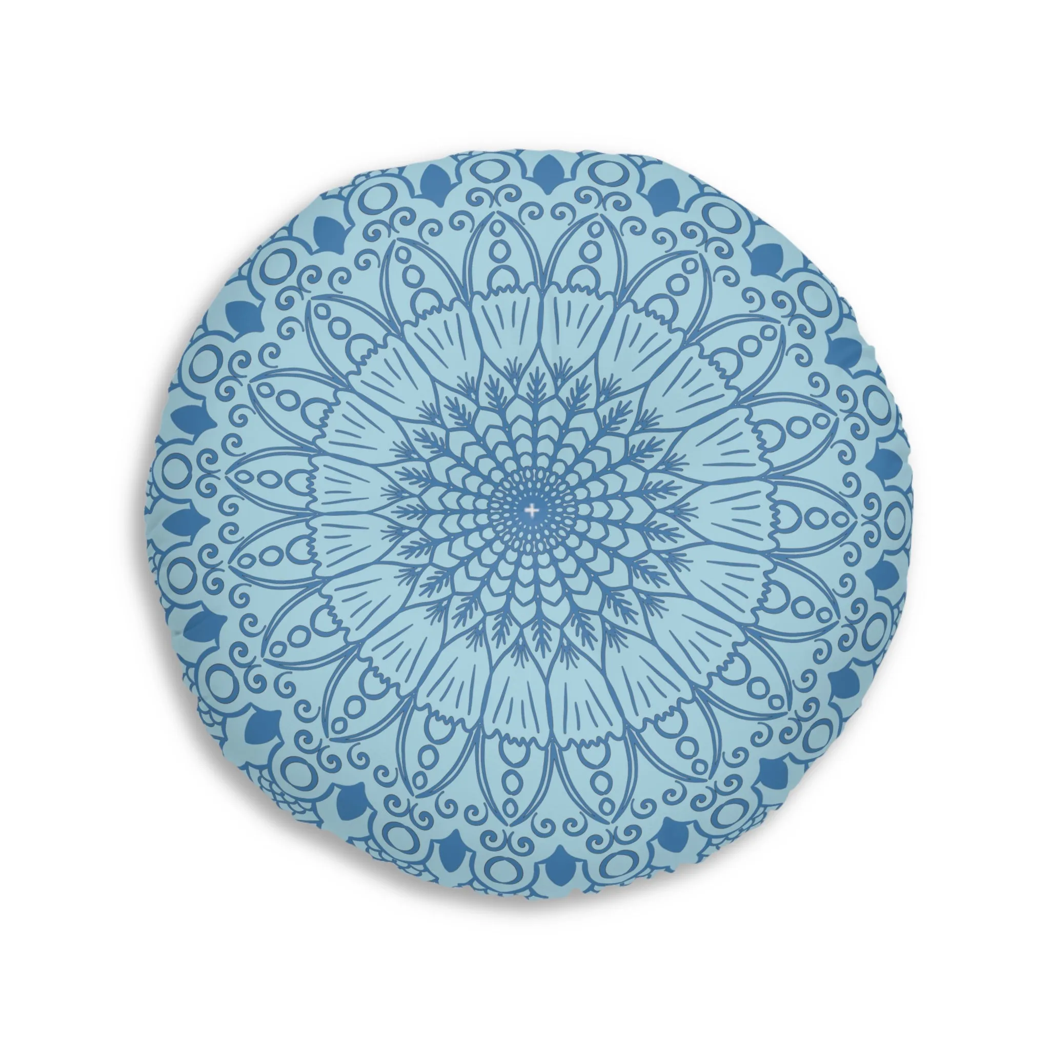 Handmade Mandala Art Floor Cushion - Steel Blue Mandala Art Design