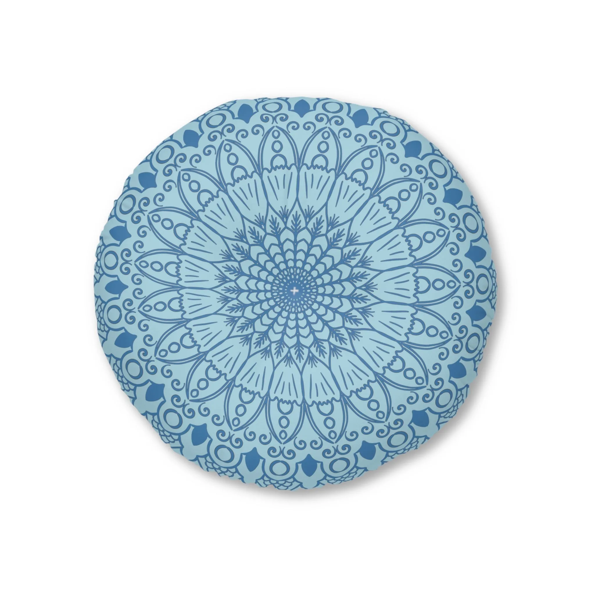 Handmade Mandala Art Floor Cushion - Steel Blue Mandala Art Design