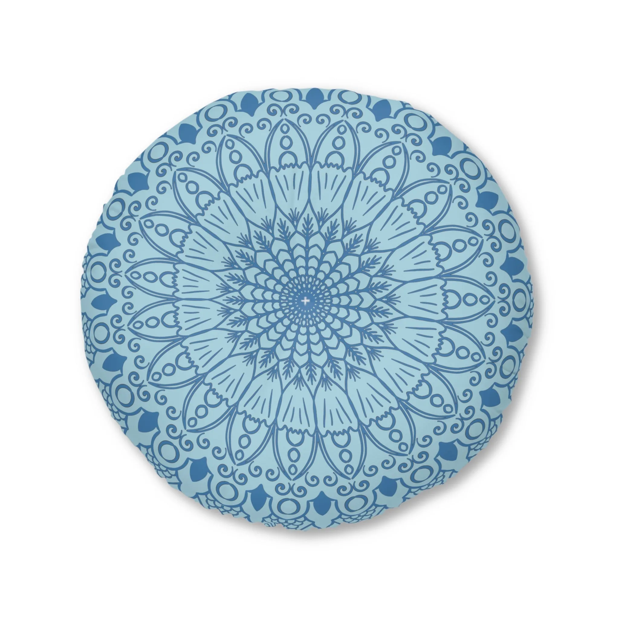 Handmade Mandala Art Floor Cushion - Steel Blue Mandala Art Design