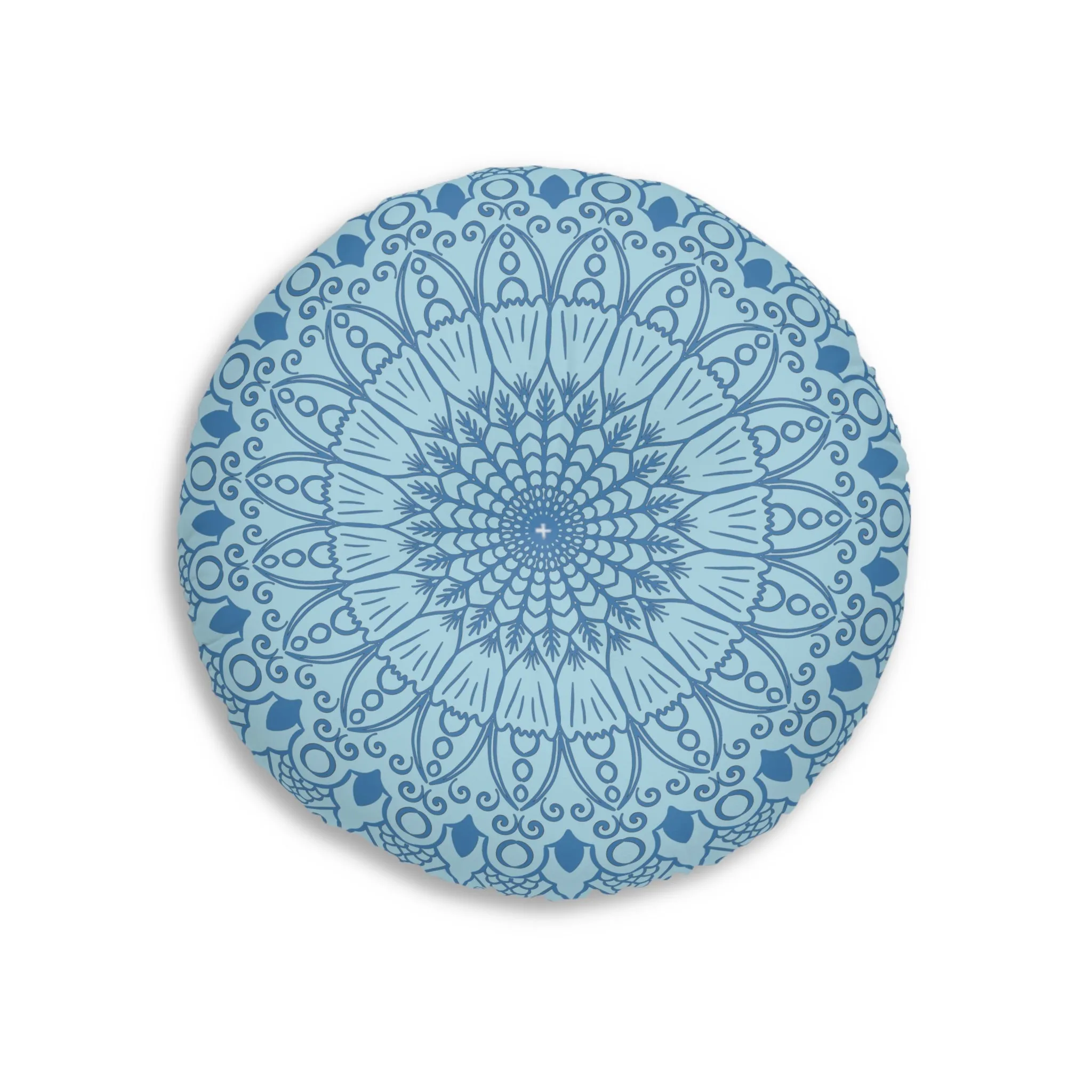 Handmade Mandala Art Floor Cushion - Steel Blue Mandala Art Design