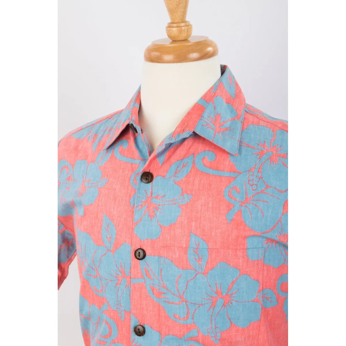 Hibiscus Print Red Hawaiian Shirt