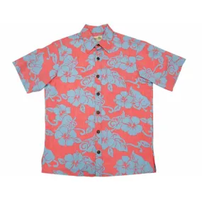 Hibiscus Print Red Hawaiian Shirt