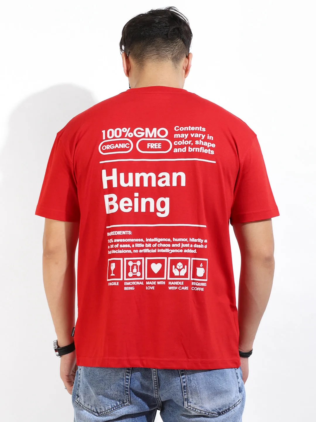 Human Being Oversized Red T-Shirt