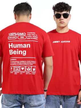 Human Being Oversized Red T-Shirt