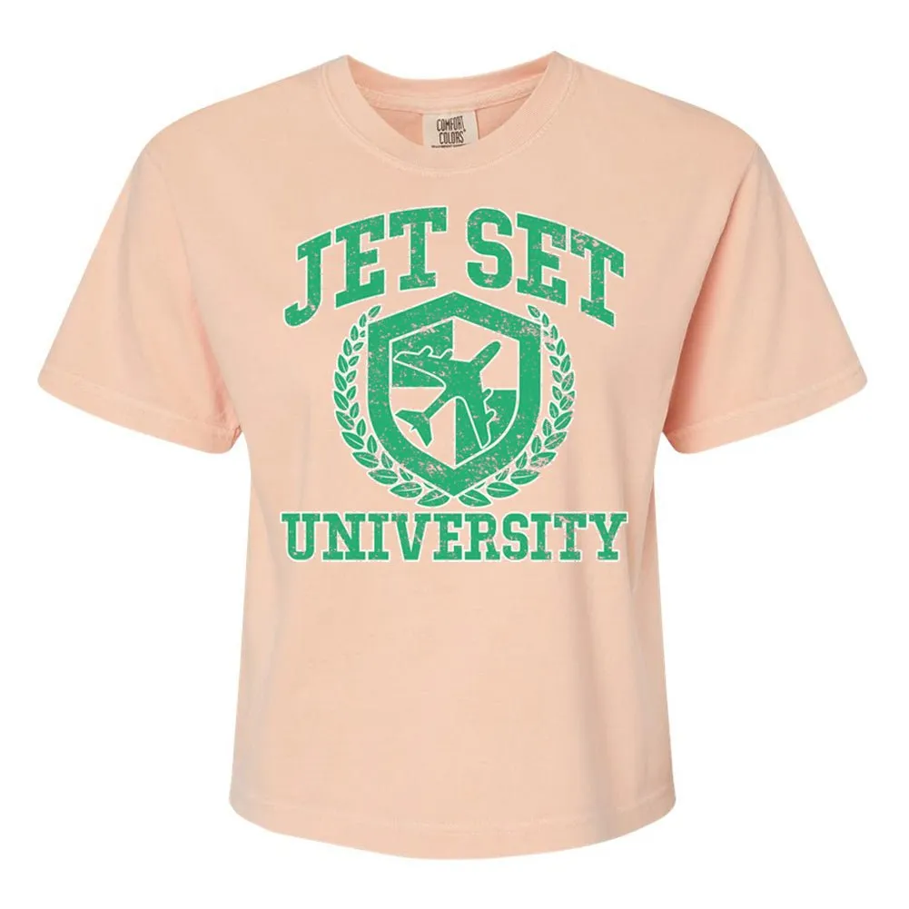 'Jet Set University' Boxy T-Shirt