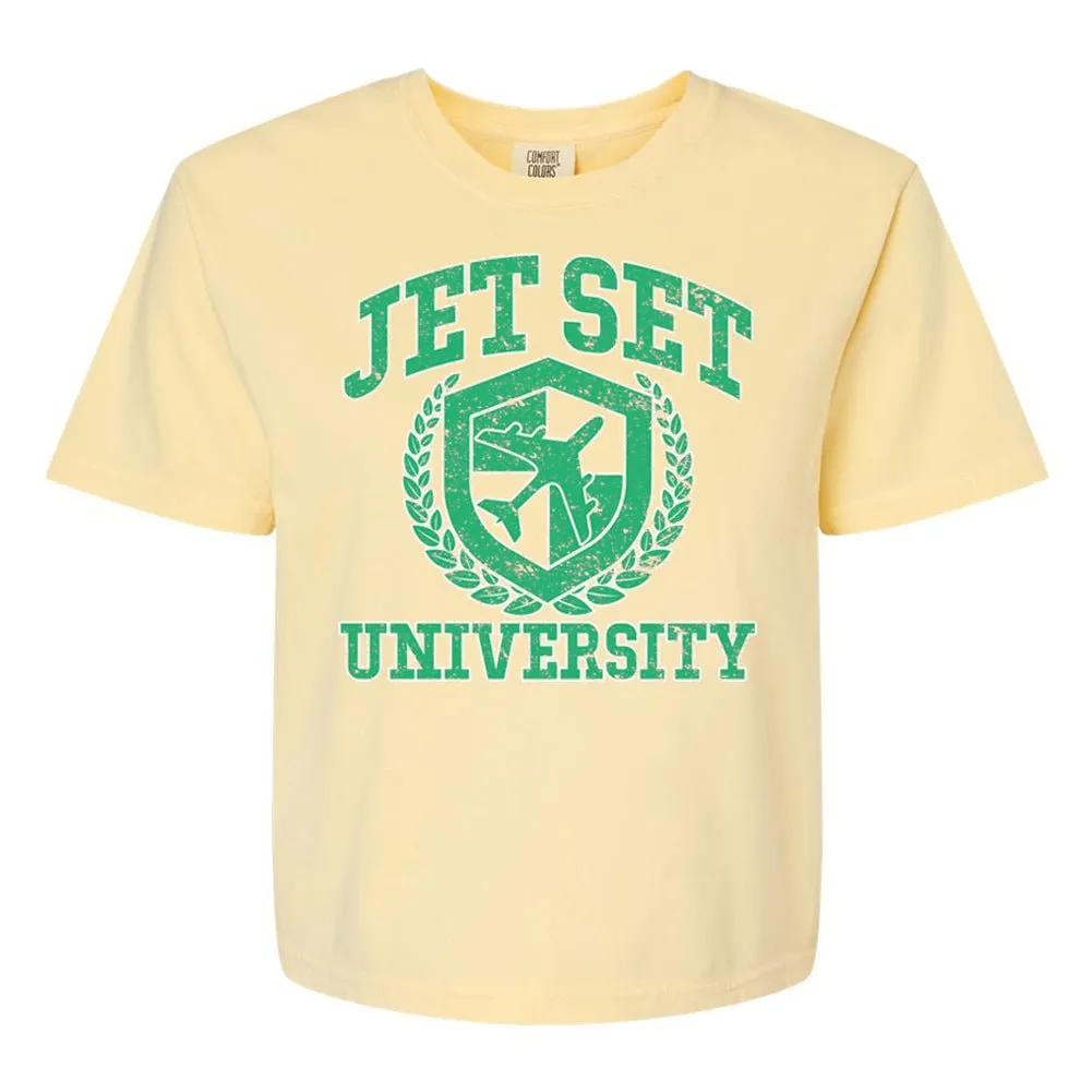 'Jet Set University' Boxy T-Shirt