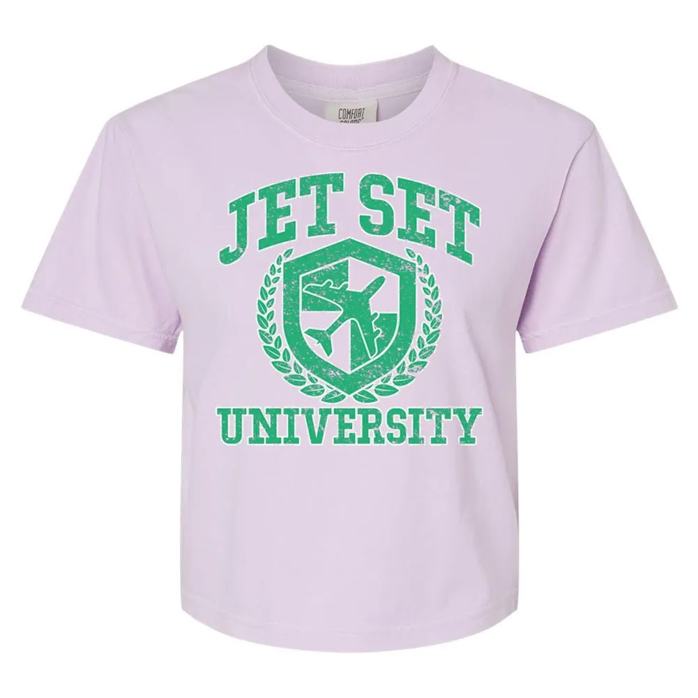 'Jet Set University' Boxy T-Shirt