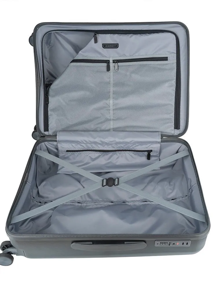 Charcoal Jo Borkett Gatsby 4-Wheel Medium Sized Trolley Suitcase