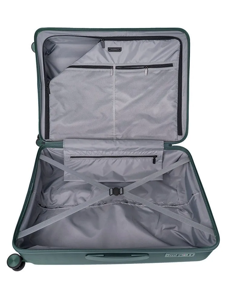 Jo Borkett Gatsby Medium 4 Wheel Trolley Case | Green