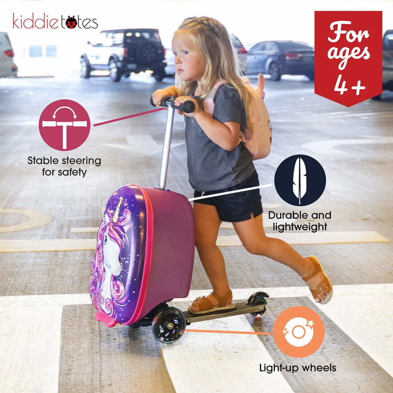 KiddieTotes Unicorn Luggage Scooter KT-SL03UNI