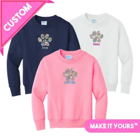 Kids Make It Yours™ 'Floral Paw Print' Crewneck Sweatshirt