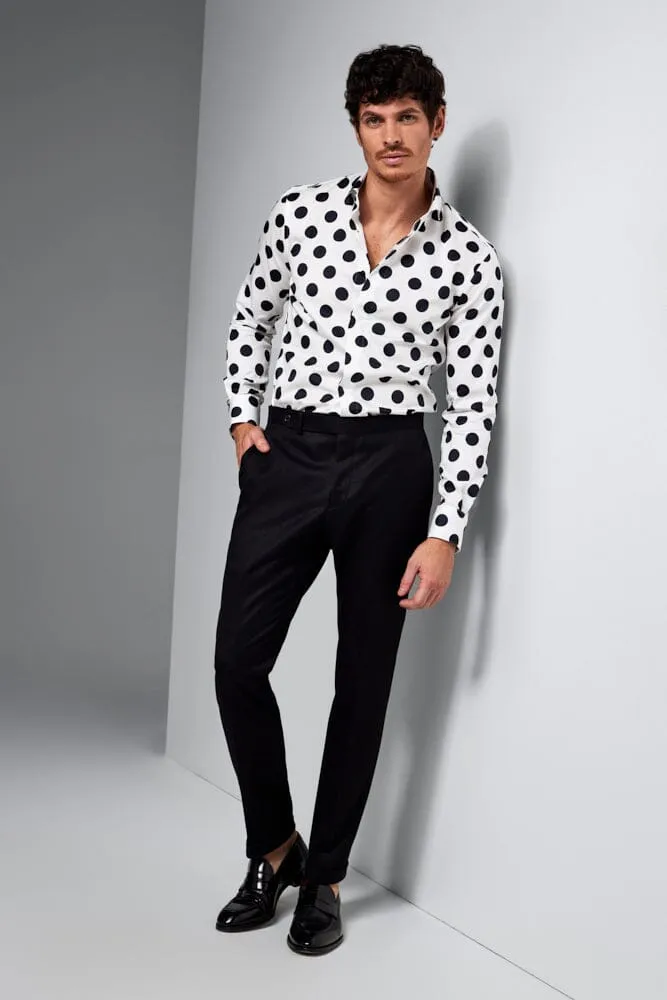 Lamarr Luxe Shirt - White with Large Black Spots